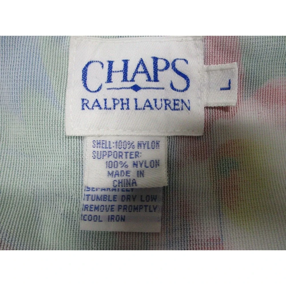 VTG Chaps Ralph Lauren Swim Trunks Mens Large Blue Tropical Floral Print‎ Nylon